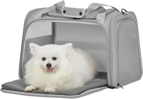 Miniatura 11 de PETSFIT Transportador de gatos grandes, transportador para perros pequeños de menos de 25 libras, transportador suave para mascotas, jaula para Rosa