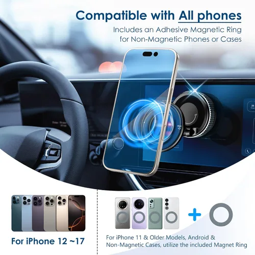 Miniatura 4 de Soporte magnético de teléfono para automóvil, modelo 2026 N52 Magnets Pro, succión ultra fuerte de 108 libras, regalo ideal para conductores, regalo