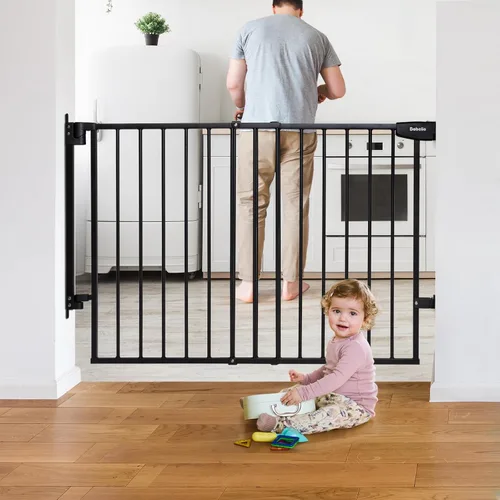 Babelio Puerta para Bebés/Perros de 29.7-46.5 pulgadas sin barra inferior para escaleras, casa y entradas, puertas de seguridad para mascotas con