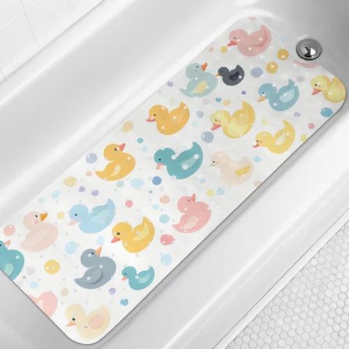 Miniatura 8 de LNOND Alfombra de baño para niños, tapete antideslizante de ballenas azules, con orificios de drenaje y ventosas, lavable a máquina