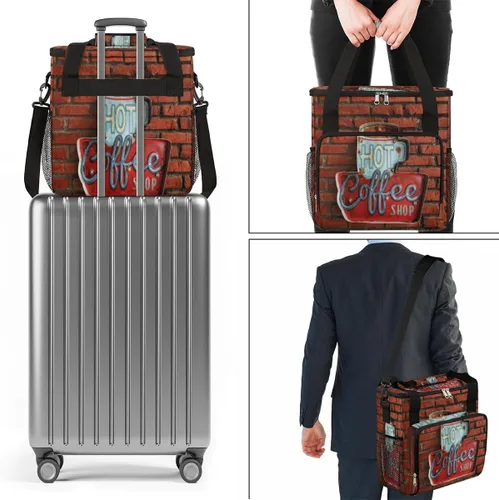 Miniatura 7 de Cafetera de ladrillo rojo vintage, bolsa de transporte de viaje, bolsa de almacenamiento compatible con Keurig K-Mini o Plus, portátil, con B3: café