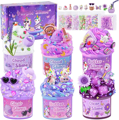 Miniatura 15 de Paquete de 12 slimes, kit de limo azul, limos de mantequilla transparentes, slime de nube, kit de bricolaje esponjoso para niñas y niños, regalos