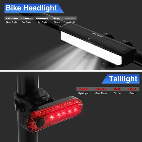 Miniatura 6 de 1800 Lumen Bike Light, Front and Back Bicycle Lights for Night Riding, Super Bright USB Rechargeable Bike Light with High Beam Low Beam for Men