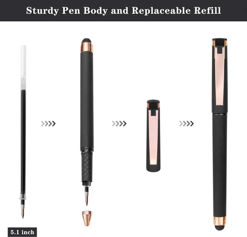 Miniatura 6 de Linbsunne - Bolígrafos de gel negros de 0.7mm, punta media, bolígrafos de oficina, bolígrafos 2 en 1 con lápiz táctil para pantallas táctiles
