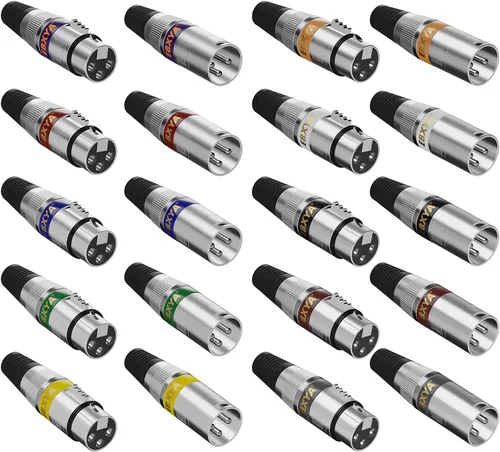 EBXYA Conector XLR, 3 pines macho y hembra micrófono conector de cable de audio 10 pares de colores XLR adaptadores conectores DMX conector de
