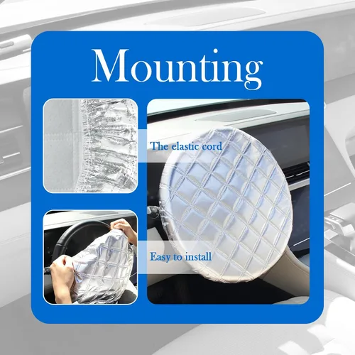 Miniatura 6 de Cubierta de Volante de Coche con Protección Solar, Cubierta de Rueda de Coche de Película de Aluminio para Aislamiento Térmico y Enfriamiento
