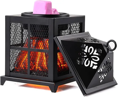 Miniatura 10 de Calentador de cera para chimeneas eléctricas, quemador de cera metálica, calentador de cera perfumada para regalos y decoraciones de oficina en casa