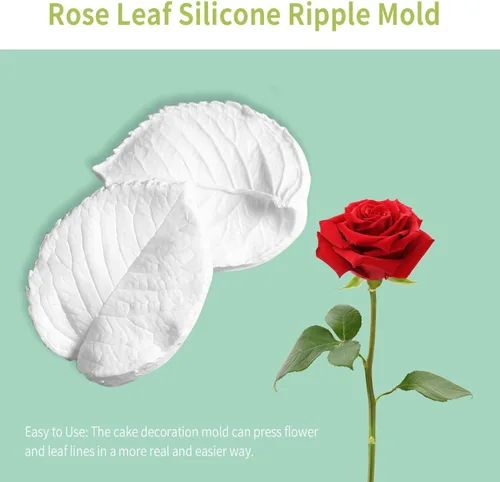 Miniatura 6 de KALAIEN Molde de pasta de goma de pétalo de hoja de pétalos de azúcar, herramientas de artesanía de rosa, vetas dobles Rose Petal