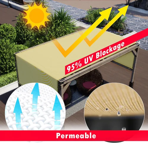 Miniatura 2 de ShadeMart Pergola - Toldo de 12 x 12 pies, color gris, cubierta de repuesto para exteriores, con ojales y varillas de acero inoxidable para patio