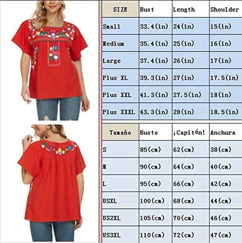 Miniatura 5 de YZXDORWJ - Cómoda blusa mexicana bordada de verano y sin mangas para mujer