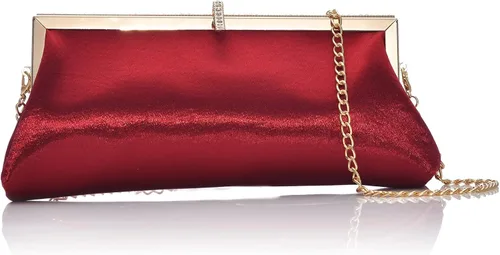 Bolsa de embrague clásica de satén de lujo con elegante bolso cruzado con diamantes de imitación para boda, novia, graduación, graduación