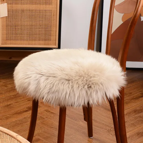 Miniatura 26 de LLB Fundas de Piel de Oveja para Silla Cojines de Silla de Oficina Almohadillas de Silla de Comedor Cojín de Asiento de Silla de Escritorio
