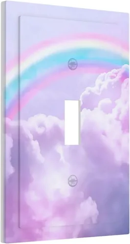 Miniatura 200 de Rainbow in the Clouds - Placas de Pared de Doble Interruptor de 2 Posiciones, Panel de Arte Rosa, Cubierta de Interruptor de Luz, Placa Frontal Arco