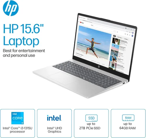 Miniatura 2 de HP 15.6" Touchscreen Laptop Computer, Customized 8GB/16GB/32GB DDR4 RAM, 256GB/512GB/1TB PCIe SSD, Intel 6-Core Processor, WiFi 6, Bluetooth 5.3