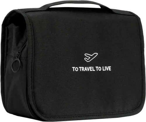 Miniatura 10 de L&FY Neceser portátil multifuncional para viaje, estuche de maquillaje y cosméticos, organizador de artículos de aseo, A-Negro