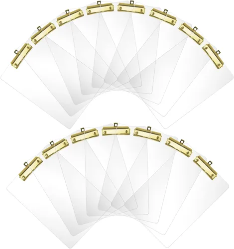 Miniatura 9 de Moocci Portapapeles transparentes de acrílico grueso, bonito portapapeles transparente con clip dorado fuerte agujero oculto para colgar papel A4
