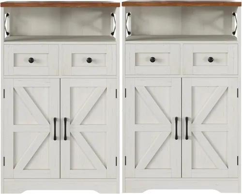 Miniatura 13 de Befrases - Gabinete de almacenamiento de casa rural con cajones y estante, aparador independiente para cocina, sala de estar, oficina en casa, gris