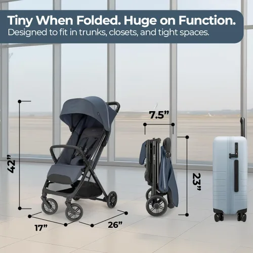 Miniatura 7 de Inglesina Quid³ Cochecito, Azul Astral - Cochecito de viaje compacto reclinable para bebé y niño pequeño de 0-25 kg, pliegue con una mano