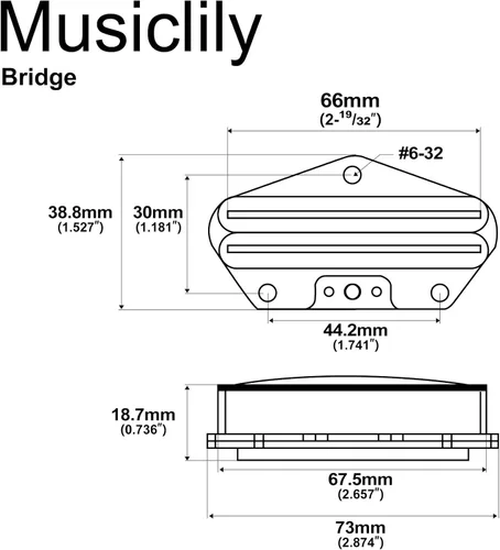 Miniatura 2 de Artec TRA73C Alnico 5 Hot Rail Tele Pickup Single Coil Size Humbucker Bridge Pickup 12K para Fender Telecaster guitarra eléctrica, riel cromado Cromo