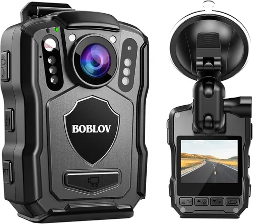 BOBLOV M5 2K Cámara Corporal de Policía, Cámara Montada en el Cuerpo Habilitada para GPS y 1440P, Cámara Corporal de 64G con Batería Integrada de