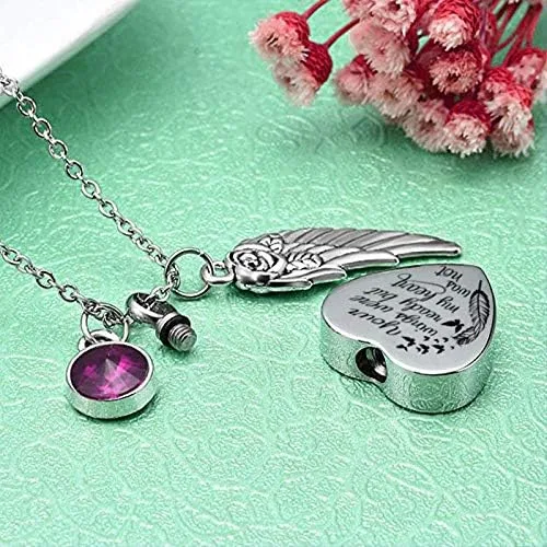 Miniatura 4 de Joyas para cenizas con inscripción God has You in his arms - con alas de ángel - Collar con dije