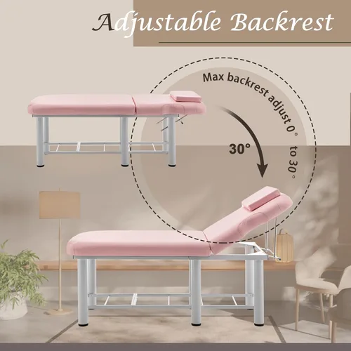 Miniatura 6 de Cama de masaje estacionaria profesional ajustable mesa de masaje cama de spa 73 x 27.5 pulgadas, mesa de terapia física estacionaria con cama de Rosa