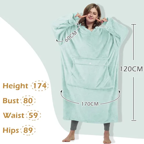 Miniatura 4 de Catalonia - Sudadera gigante tipo manta con capucha, sudadera con forro polar y bolsillo frontal grande, para adultos, hombres, mujeres