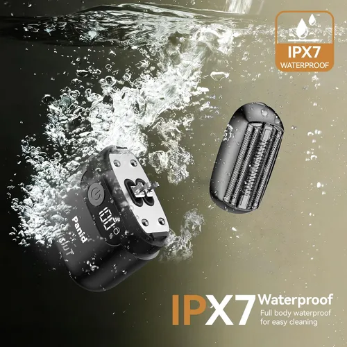 Miniatura 6 de Afeitadoras eléctricas de aluminio para hombres, mini maquinilla de afeitar eléctrica mejorada con 3 cuchillas flotantes, pantalla LED, USB-C