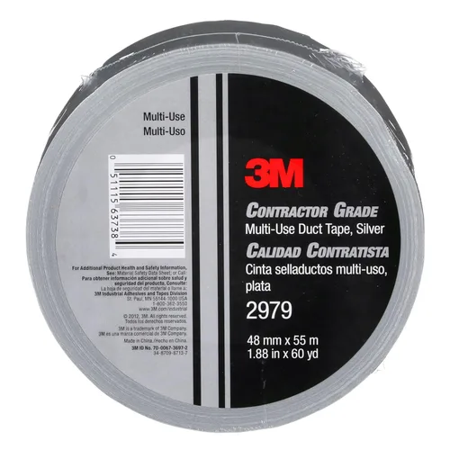 3M 2979 Cinta adhesiva multiuso, plata, 1.88 pulgadas x 60 yardas x 7 mil, 1 paquete, reparación temporal, parches, pestañas, tapado de tubería,