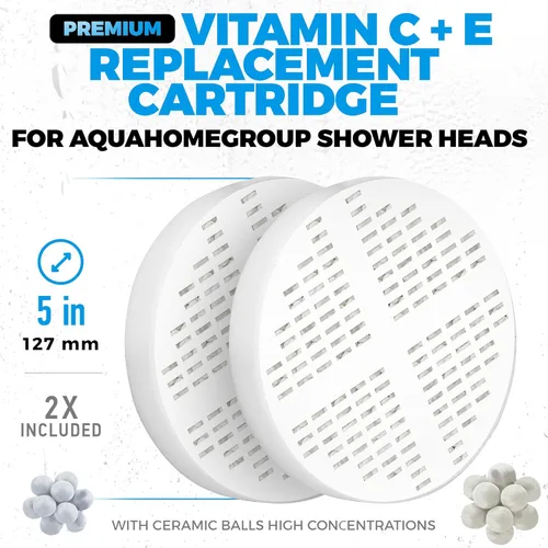 Miniatura 3 de AquaHomeGroup Cartucho de repuesto para filtro de ducha de vitamina C + E + A (paquete de 2) - Filtro de ducha infundido con vitaminas para una