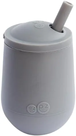 Miniatura 10 de ezpz Taza Mini + Sistema de Entrenamiento con Pajita (Azul) - 9 Meses+ - Taza de Entrenamiento 100% de Silicona para Bebés + Niños Pequeños