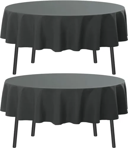 Miniatura 52 de Romanstile Mantel rectangular de poliéster, paquete de 2 manteles rectangulares de 60 x 84 pulgadas, resistentes a las manchas y a las arrugas, Negro