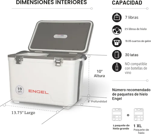 Miniatura 3 de Engel Hielera Drybox de 19 cuartos de galón, a prueba de fugas, hermética, y lonchera pequeña de carcasa dura para hombres y mujeres Negro