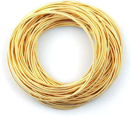 Miniatura 6 de Gold Guitar String Coil Bracelets Stack Stainless Steel Set Layered Thin Set of 10-60 Strings