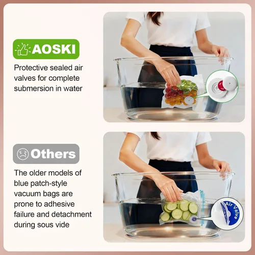 Miniatura 4 de Bolsas selladoras al vacío reutilizables para alimentos: 30 bolsas de sellado al vacío reutilizables sin BPA con válvula de aire y 2 clips