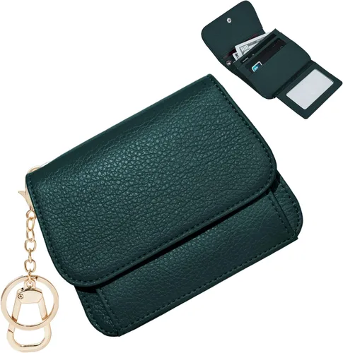 Miniatura 18 de Cartera pequeña para mujer, con bloqueo RFID, delgada y bolsillo para monedas, tarjetero plegable para tarjetas de crédito con ventana