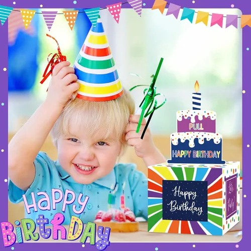 Miniatura 4 de Caja de Dinero de Cumpleaños para Sacar Efectivo, Cajas de Regalo Sorpresa Enrolladas para Niños y Adultos con Tarjeta de Cumpleaños Feliz y 50