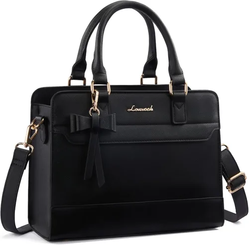 Miniatura 16 de LOVEVOOK Carteras para mujeres, Bolso tote de cuero y carteras, Bolso bandolera cruzado con asa superior con cremallera Negro/Blanco/Marrón