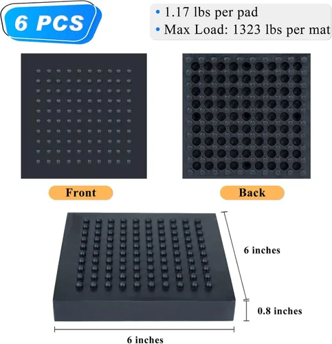 Miniatura 2 de BXI Tapete resistente para equipo de ejercicio - 4 x 4 x 0.8 pulgadas, 4 unidades, antideslizante, reducción de ruido, anti vibración, tapetes