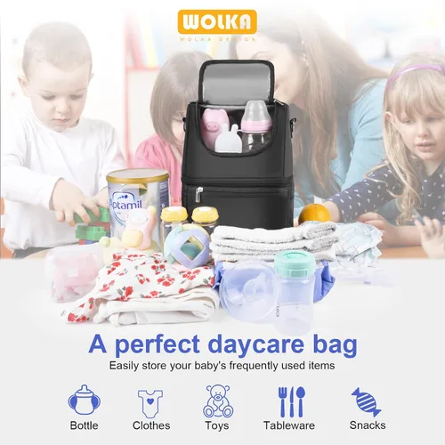 Miniatura 2 de Bolsa enfriadora de leche materna - Bolsa enfriadora para madres lactantes multifunción, bolsa térmica con aislamiento para biberones con Todo negro