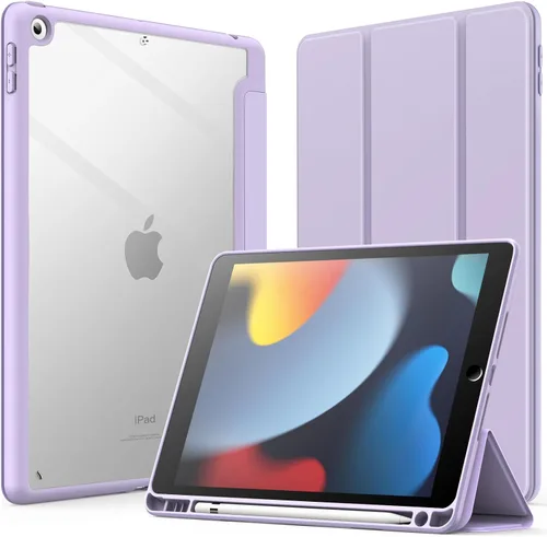 Miniatura 9 de JETech Funda para iPad de 10.2 pulgadas (9ª/8ª/7ª generación, 2021/2020/2019) con soporte para lápices, carcasa trasera transparente, soporte