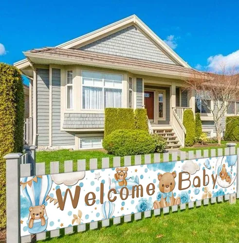 Miniatura 7 de Cartel grande de letrero para niño o niña, bonito oso revelado de género, decoración de jardín para fiesta de patio o jardín, revelación de género