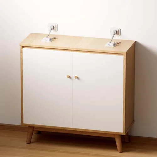 Miniatura 7 de YEYA Anclaje de pared para muebles antipunta, sin taladro, con fuerte respaldo adhesivo 3M, correas de cable de acero ajustables de 10 pulgadas