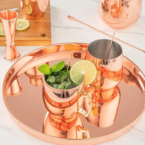 Miniatura 4 de Restaurantware -Bar Lux - Pajitas reutilizables de 5 pulgadas, 2 pajitas rectas de metal, cortas, duraderas, de acero inoxidable chapadas en cobre