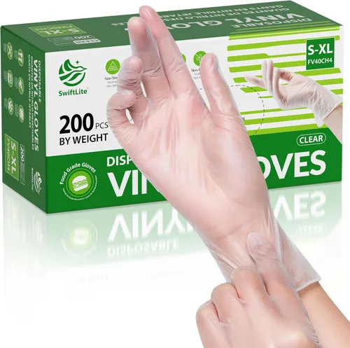 Miniatura 8 de SWIFTLITE Disposable Vinyl Gloves, Food Safe, Latex-Free Powder-Free Clear Plastic Gloves for Cooking, House Clean, Food Prep