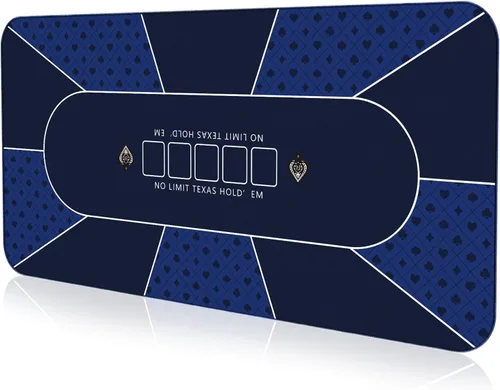 Tapete de póquer de 94 x 47 pulgadas con bordes cosidos más fuertes, tapete de goma de póquer Texas Hold'em para 10 jugadores, cubierta de póquer