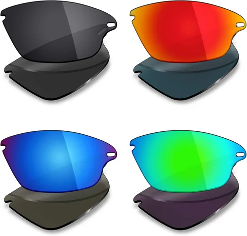 mryok 4pares polarizadas lentes de repuesto para Oakley Fast Jacketanteojos de sol, Stealth negrorojo fuegoazul hieloverde esmeralda