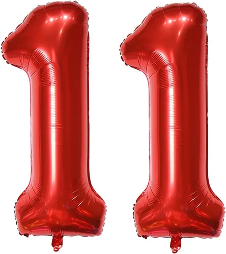 Miniatura 58 de Globo de helio rojo del número 10 de 40 pulgadas, autosellado para decoración de fiesta de cumpleaños y decoración de fiesta de aniversario (rojo 10)