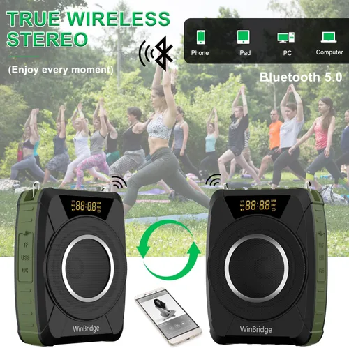 Miniatura 5 de Amplificador de voz Bluetooth 5.0 con micrófono inalámbrico, micrófono personal impermeable, amplificador de voz inalámbrico, megáfono portátil