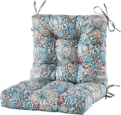 Miniatura 15 de ARTPLAN Cojines para silla de exterior y respaldo bajo, 40 x 20 x 4 pulgadas, cojín de mimbre grueso copetudo para patio exterior con lazos